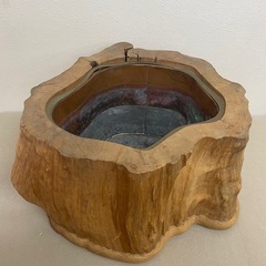 火鉢　切株火鉢　中古品40cm×23.5cm