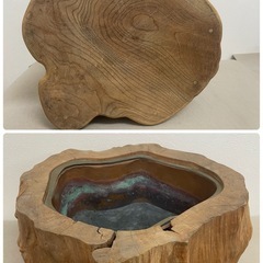 火鉢　切株火鉢　中古品40cm×23.5cmの画像