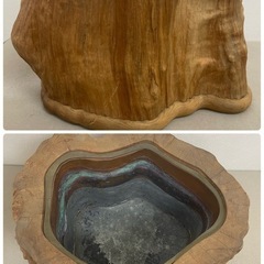 火鉢　切株火鉢　中古品40cm×23.5cmの画像