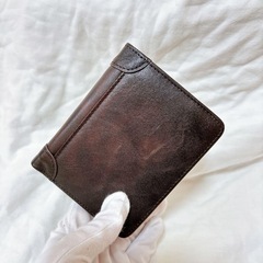 【新品】　二つ折り財布　メンズ 本革 ブラウン　コンパクト プレ...