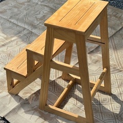 収納式木製脚立　収納式踏み台の画像