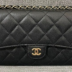 極美品　CHANEL シャネル　キャビアスキン　チェーンウォレット
