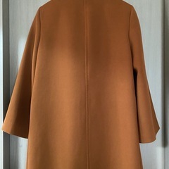ザラウーマン ZARA WOMAN ノーカラー ジップアップ コート ブラウン 茶 Sの画像