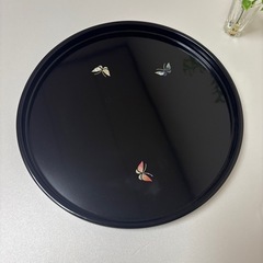 【未使用】漆器　おぼん　蝶貝入