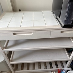 タイルトップキッチンワゴン 引出し付 ワイド　b company