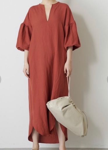 リネンレーヨンワッシャーボリュームスリーブワンピース　ウィムガゼット定価¥29,700
