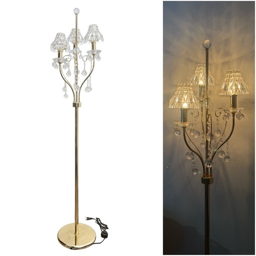 ◯手渡しのみ フロアスタンド クリスタル ガラス シャンデリア ランプ ライト 照明器具 クラシカル エレガント 158cm 中古 ジモティ姫路