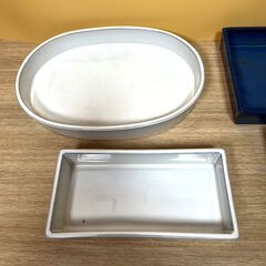 【G948】華道具/水盤/花器/フラワーベース/生け花/陶器/四角/丸形/まとめて/4個/中古の画像
