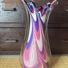 大きめガラス花瓶　昭和レトロ　ヴィンテージ　アンティークの画像