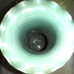 M0007 ※今週いっぱいで処分！ 韓国磁器 青磁 透かし二重 特大 壷 壺 天江作 陶芸 工芸品 保管品の画像