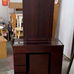 両袖三面鏡ドレッサー　裏収納・照明付き　高級家具の画像