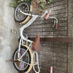 子供用　自転車　16インチ　白　ベージュ　難あり　中古