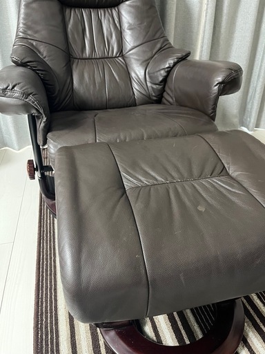 オーデンセ レザーリクライニングチェア ダークブラウン オットマン