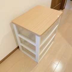 ニトリ　衣類ケース　3段　木目調天板の画像