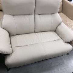 2人掛けソファ　合皮　ベージュ　【トレファク堺福田】