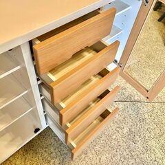 【武蔵小山店】 ニトリ NITORI リビング収納 レンジボード 食器棚 カップボード サイドボード 収納 ナチュラル サラ シリーズ SARA キッチン収納 の画像