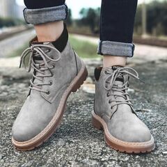 [RDGO] メンズ ブーツ 靴 スニーカー ワークブーツ アウトドア 裏起毛 防水 防寒 ハイカット革靴 レイン シューズの画像