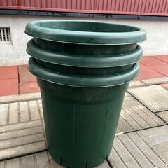 アップルウェアー  バラ鉢 12号 グリーン 土容量20L 奥行36.5×幅36.5×高さ36.5㎝　中古3個の画像
