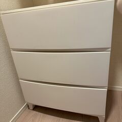 【取引中】収納 チェスト ホワイト 白 ワイド 3段 (幅54×...