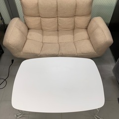 ソファ(アイボリー)+ホワイトテーブル セット販売