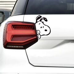 スヌーピーカーステッカー右向き　SNOOPY　12ｘ8 ひょっこり　かわいいの画像