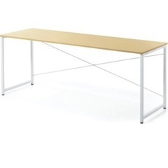 100-DESKF007LBR シンプルデスク ワークデスク 2人用 2人掛け モニターアーム対応 幅180cm 奥行60cm ライトブラウンの画像