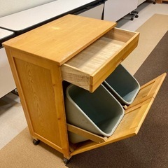 木製引き出し付きゴミ箱キャビネットキャスター付 (古賀雅基) 大 木製引き出し付きゴミ箱キャビネットキャスター付 (古賀雅基) 大