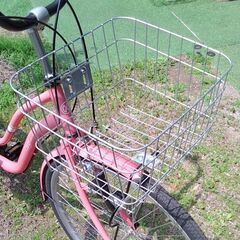 ※　取引終了　　※  　　　　　　　　　　　　26インチ　自転車　ピンク　ママチャリ　６段変速　ライト付き　鍵付き　カゴ付き　両立スタンド　中古品の画像