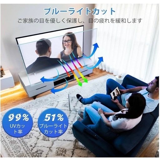 液晶テレビ保護パネル 55インチ Ninonly テレビカバー クリア 高透過率 ブルーライトカット UVカット 耐衝撃 キズ防止