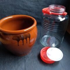保存ガラス瓶　石塚ガラス　ざる　干しあみ　カメ　壺　梅干し　
