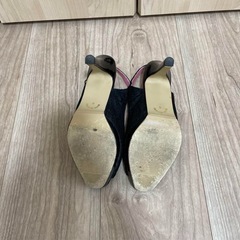 オープントゥパンプス ブラック×ピンクSの画像