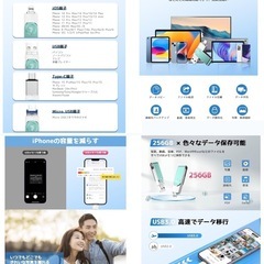 GW SALE　新品未使用　USBメモリー 4in1 iPhone iPad対応 256GB 回転式の画像