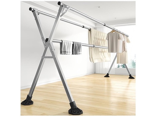 外・室内物干し 折りたたみ式 アルミ製 X型デザイン
