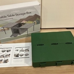 新品 アウトドア 折りたたみ式 収納付きテーブル 収納ボックス キャンプ ピクニックテーブル (グリーン)の画像
