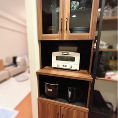 食器棚 レンジ台 キッチン収納 家電収納 キッチンボード スリム キッチン 収納 棚 ラック 食器 キッチン収納 幅約60cm キャビネット 炊飯器 おしゃれ 小型 薄型 コンパクト 収納ラック ハイタイプ 引き出しの画像