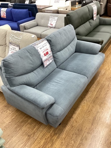 KD-47【新入荷　リサイクル品】ニトリ　キャッツ3 コーデュロイファブリック　2シーターソファ　ブルー系
