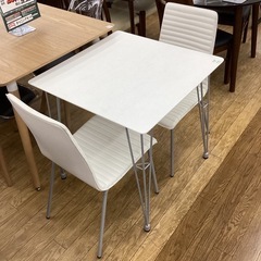 KD-48【新入荷　リサイクル品】ニトリ　クーボWH ダイニング3点セット　白の画像