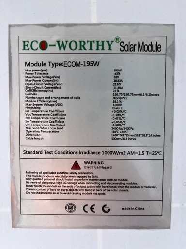 ソーラーパネル　195W　2枚　計390W　ECO-WORTHY ECOM-195W ソーラー