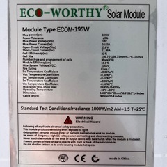ソーラーパネル　195W　2枚　計390W　ECO-WORTHY ECOM-195W ソーラーの画像