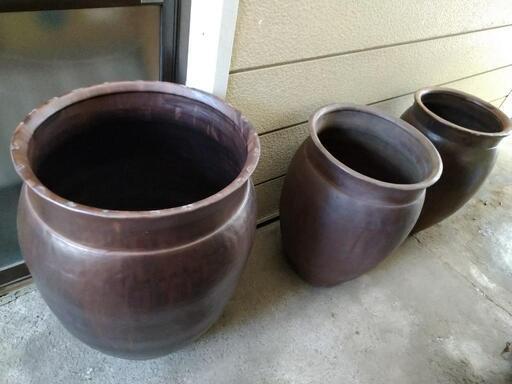 水瓶3個インテリア鉢瓶壺傘立て水槽メダカ金魚古民家骨董品