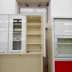 ★ジモティ割あり★  食器棚 白 H210×D55×W89 クリーニング済み OJ8890の画像