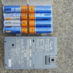 SANYO Ni-MH/Ni-Cdクイック充電器【電池付き８個】