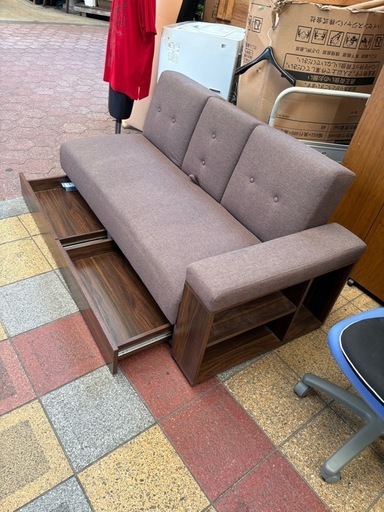 幅155 ソファーペット　引出収納付　肘掛け左右変更可能