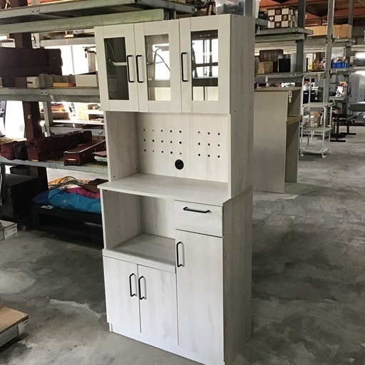 美品食器棚！ 美品 キッチンボード 食器棚 ホワイト×焦茶 【公式通販】