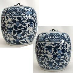 茶道具　平安 秀峰 瓜形 青華 水指 唐子　約口径11.5 高さ18　焼き物 古美術 アンティーク　☆ PayPay(ペイペイ)決済可能 ☆ 札幌市 豊平区 平岸 平岸店の画像