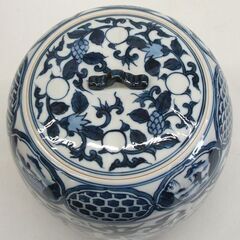 茶道具　平安 秀峰 瓜形 青華 水指 唐子　約口径11.5 高さ18　焼き物 古美術 アンティーク　☆ PayPay(ペイペイ)決済可能 ☆ 札幌市 豊平区 平岸 平岸店の画像