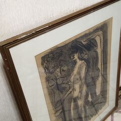 裸婦像　梅原龍三郎　「立つ裸婦」サイン入り　額装　の画像