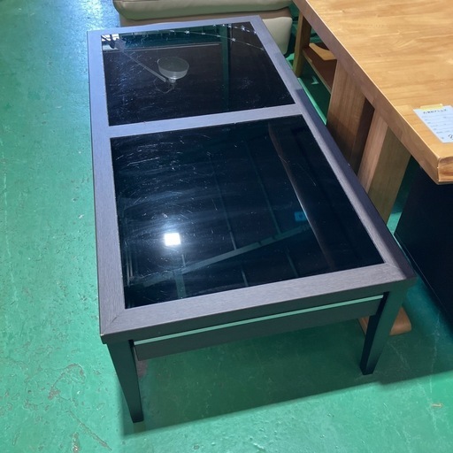 ローテーブル机ガラステーブル引き出し付き座卓家具【横120縦60 ローテーブル机ガラステーブル引き出し付き座卓家具【横120縦60