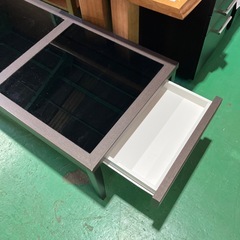ローテーブル　机　ガラステーブル　引き出し付き　　座卓　家具【横120縦60高39cm】の画像