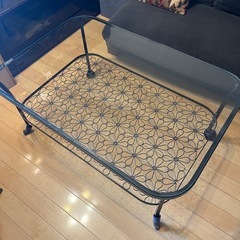 IKEA イケア ガラステーブル 花柄